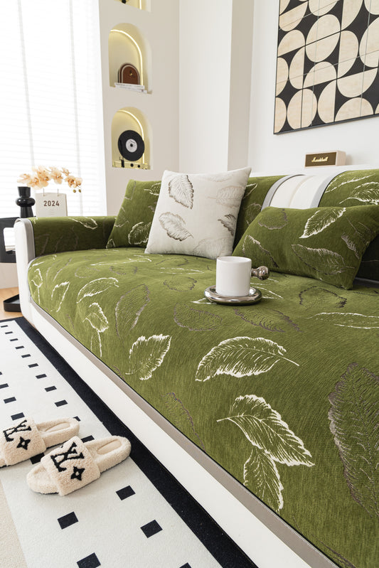 Solid-Color Fluffy Thickened Couch Cover for Sofa Decor Qian ye