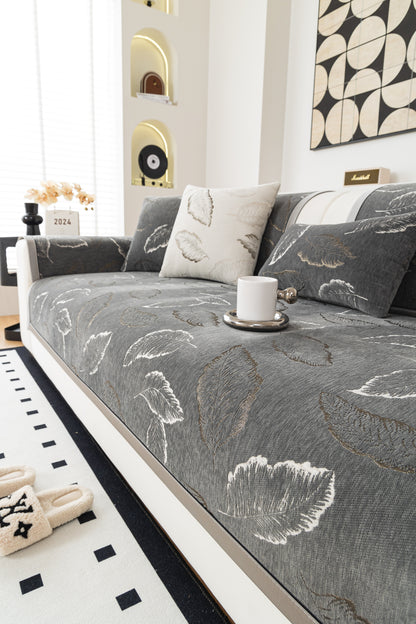 Solid-Color Fluffy Thickened Couch Cover for Sofa Decor Qian ye